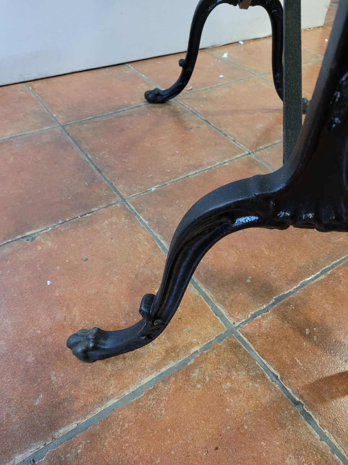 Old bistro table with oak top