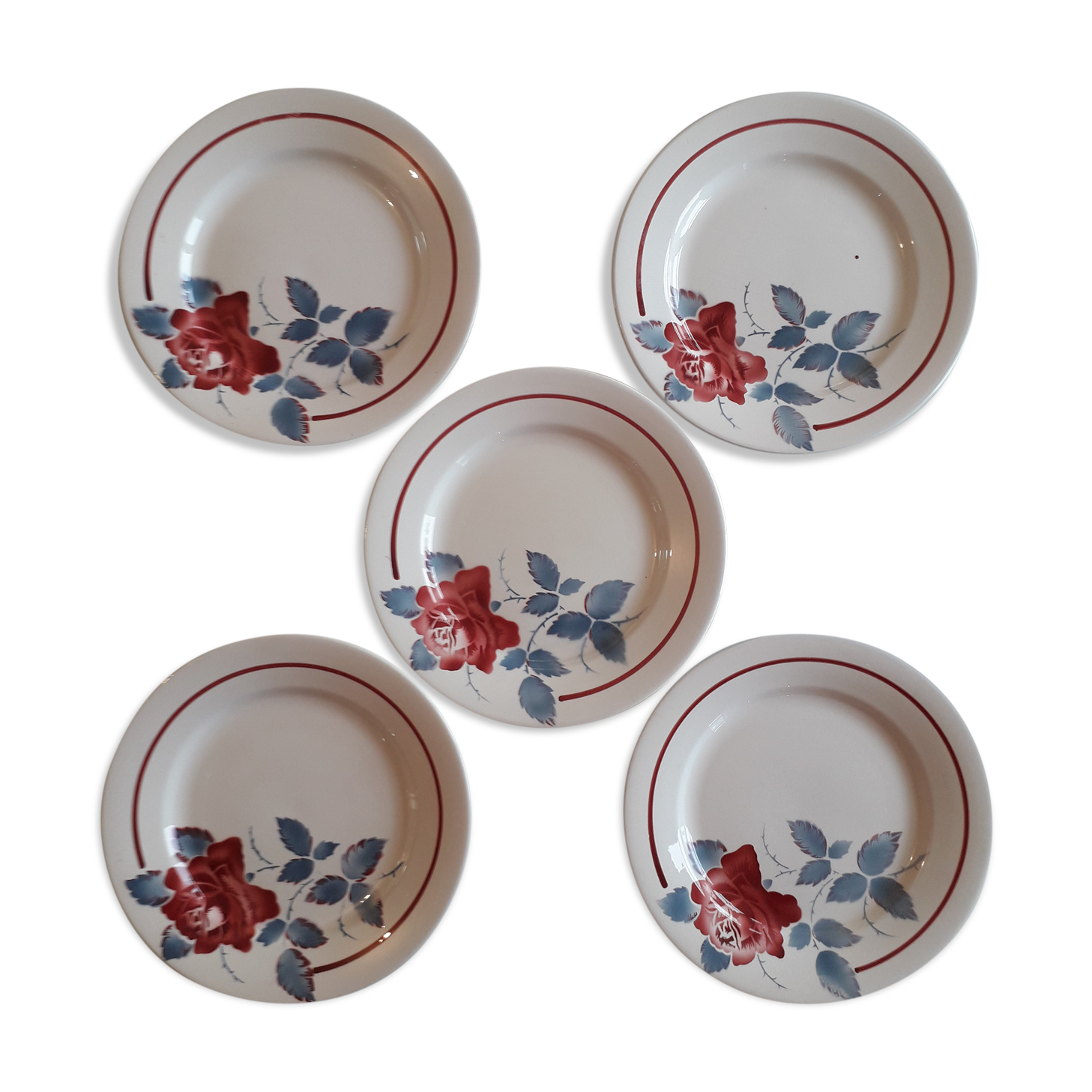 Set of 5 plates digoin, sarreguemine, model sobral