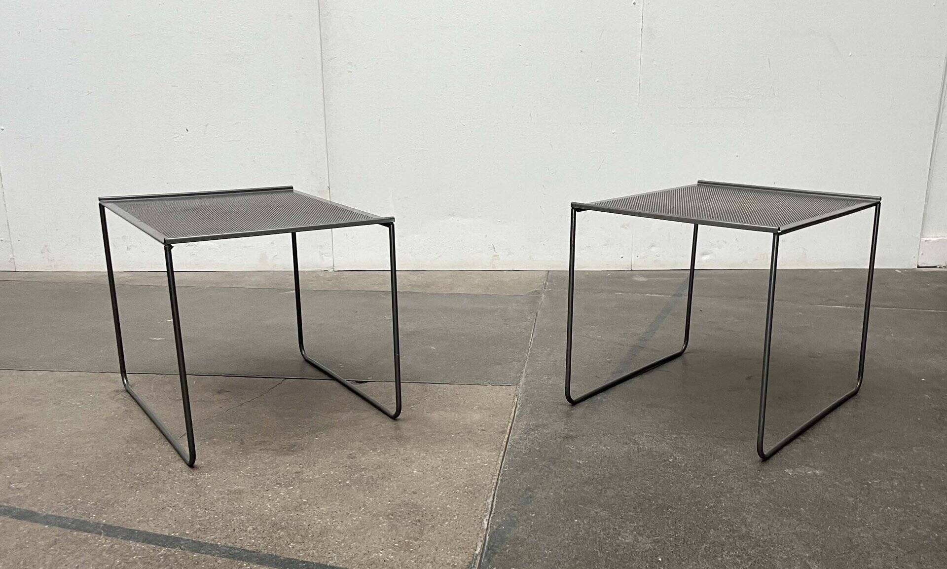 Postmodern perforated metal nesting side tables from Ikea, 1980s, set of 2.