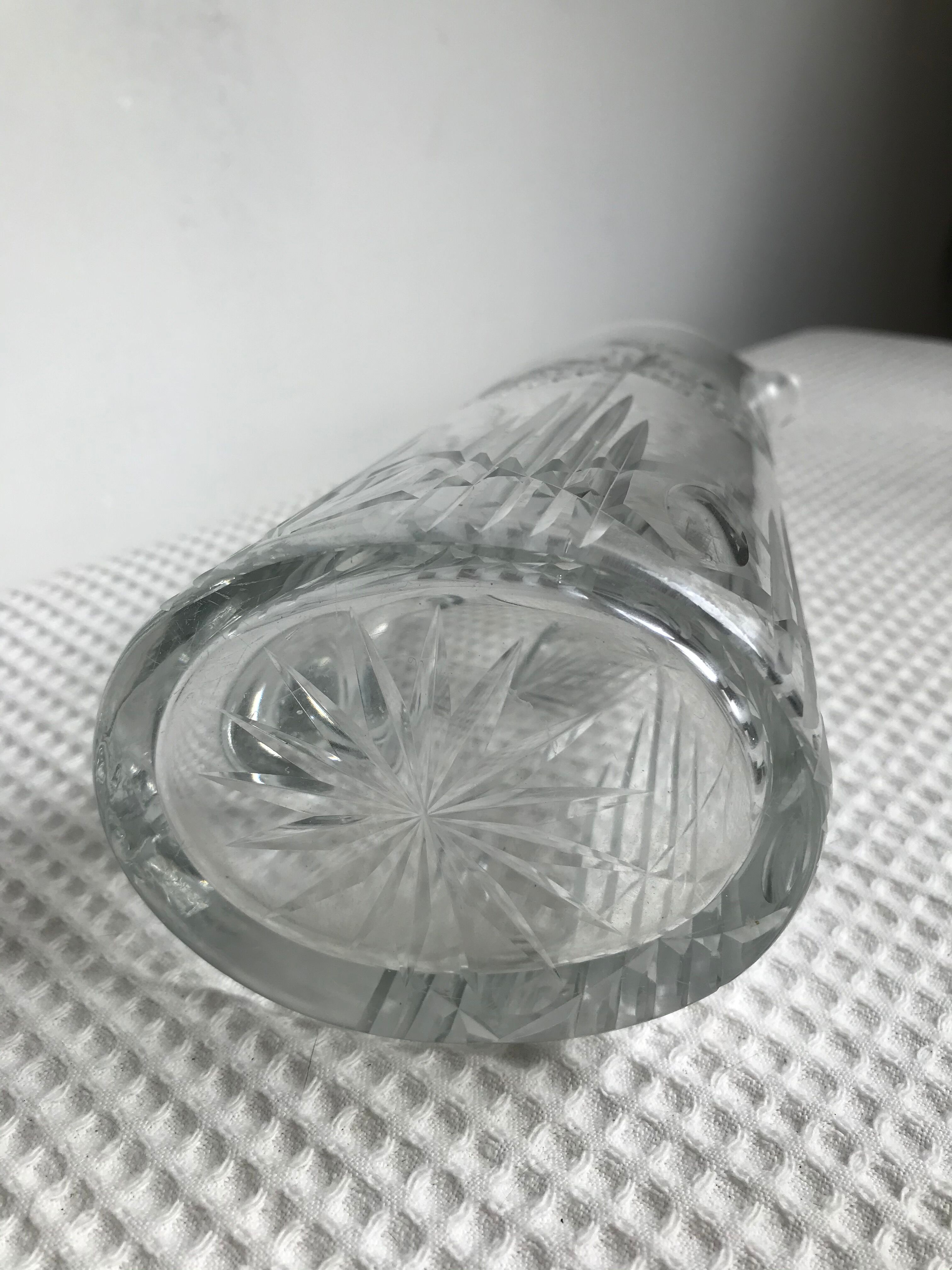 Engraved glass pitcher