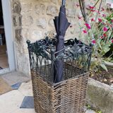 Iron and wicker umbrella carrier