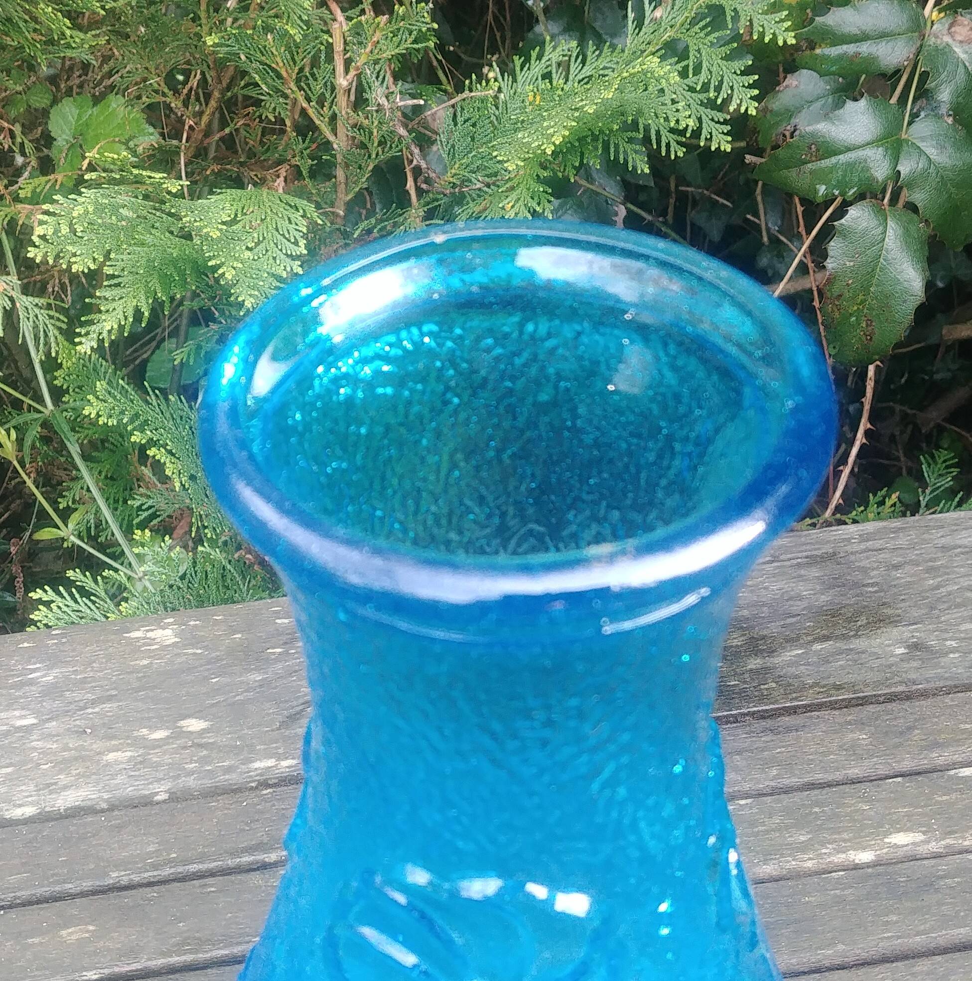 Blue glass vase from vintage Empoli glassware 70s/80s