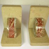 PAIR OF MARBLE BOOKENDS