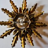 Brutalist sun wall lamp, metal and gold leaf, Italy, 1960