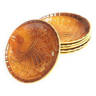 6 amber fish plates