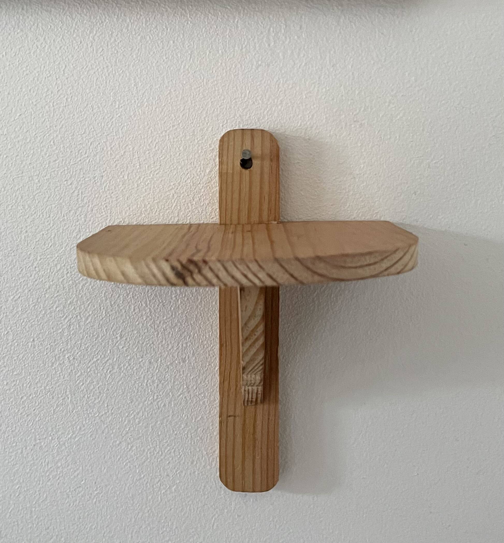 Small wall-mounted wooden shelf
