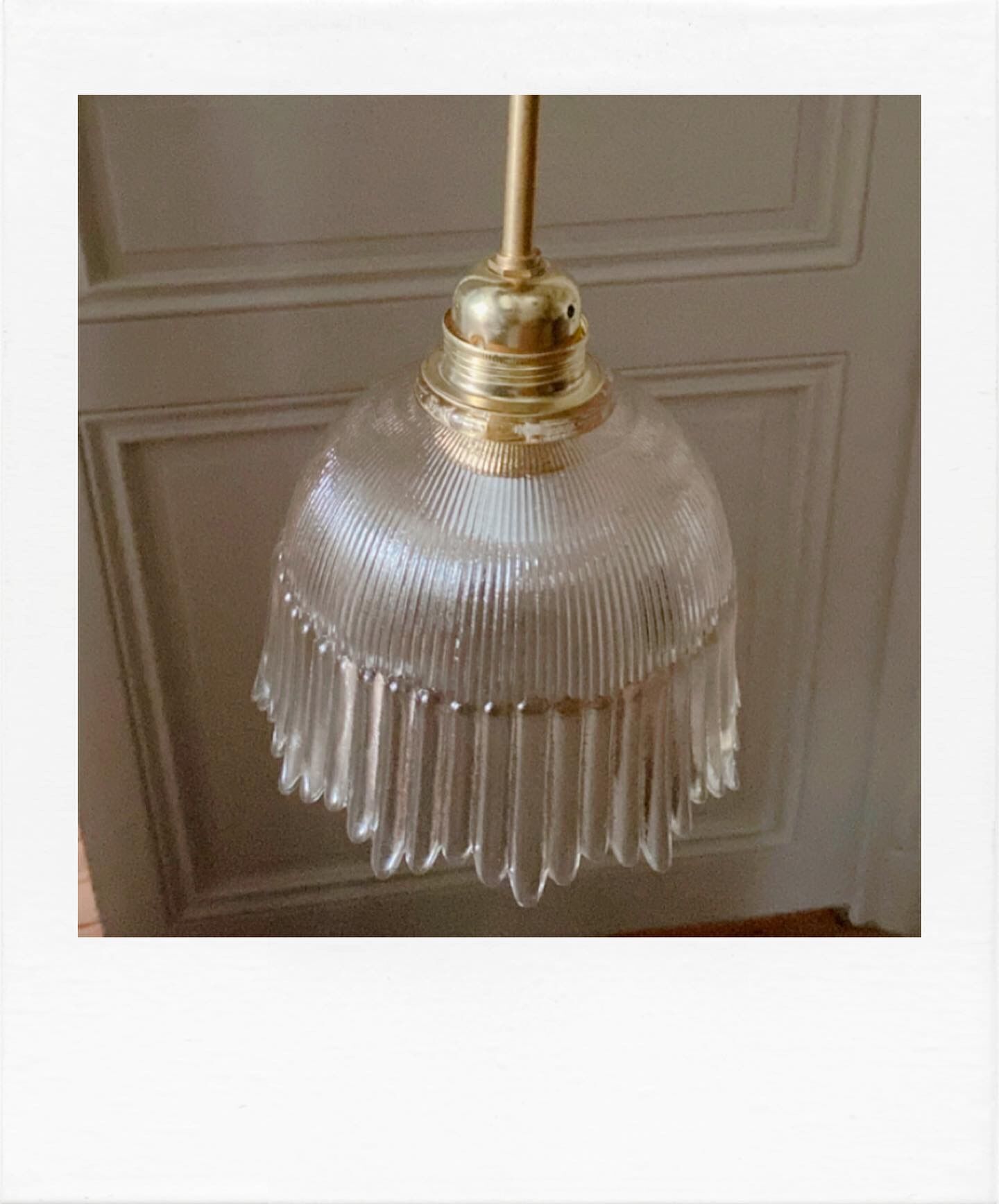 Brass and glass hanging lamp