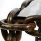 1970s XL Coffee Table Made of Nautical Iron Chain and a Thick Smoked Glass