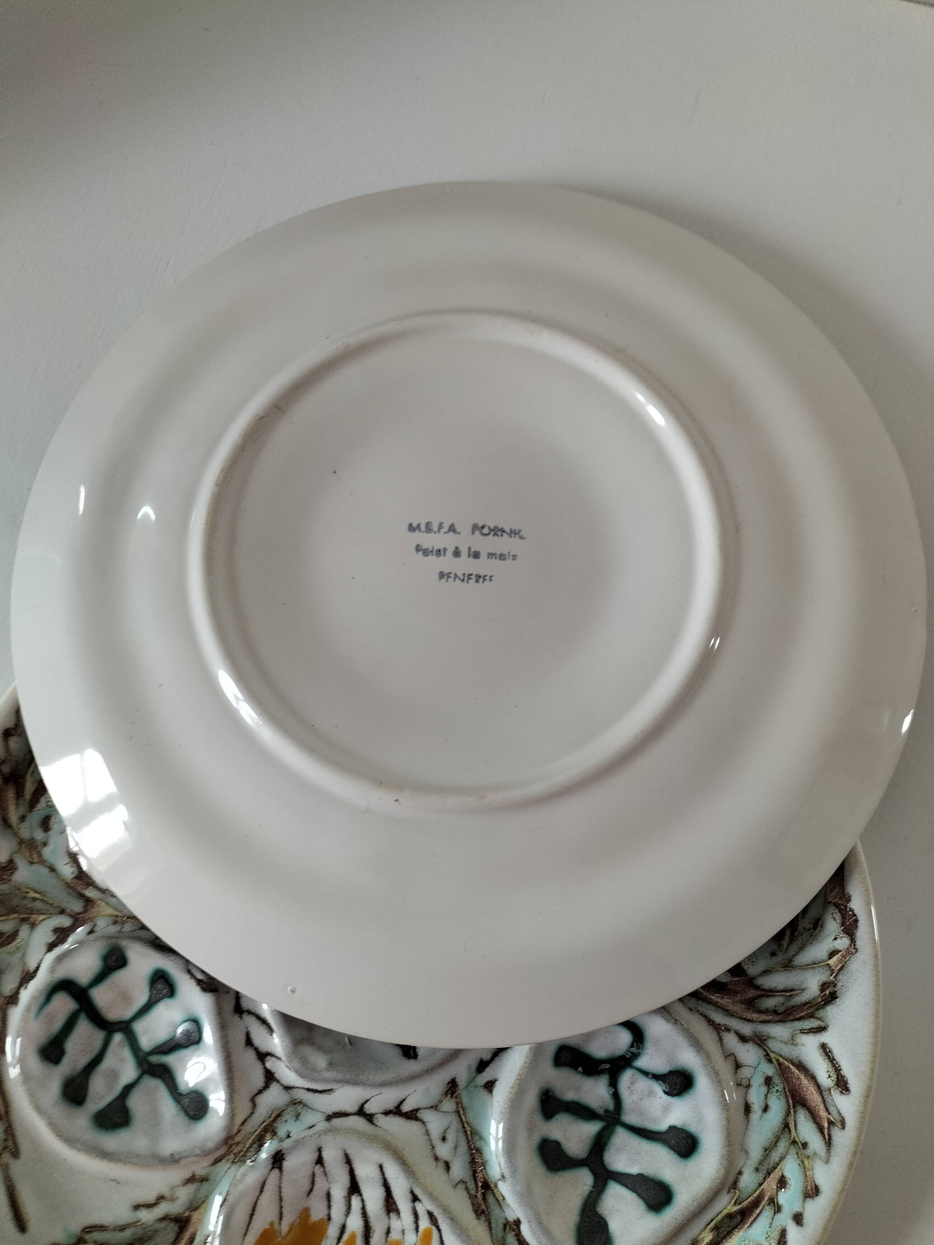Set of oyster plates MBFA Pornic model Penerff, 1960s-70s.
