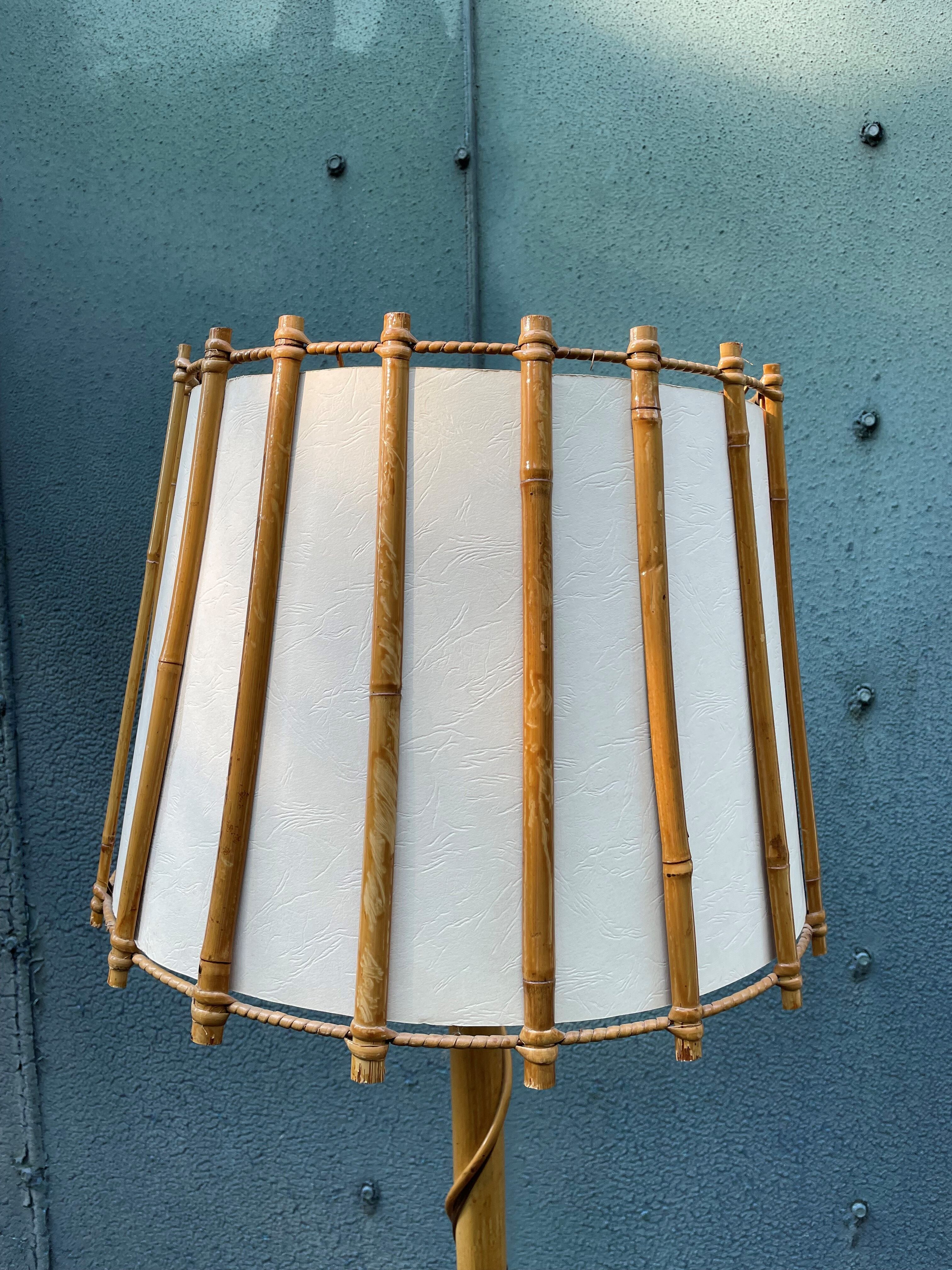 Vintage rattan floor lamp
