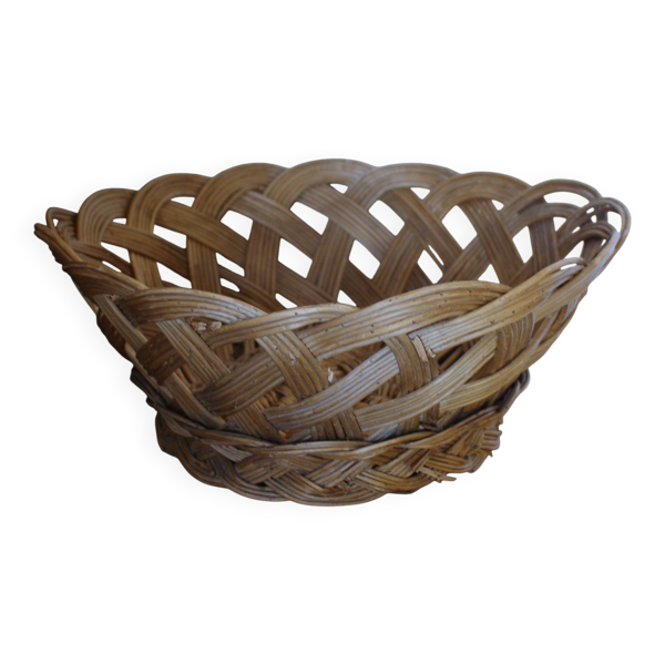 Panier Grande corbeille osier tressé vintage
