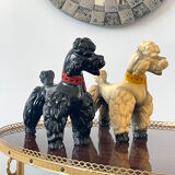Pair of glazed ceramic poodles, 1960s