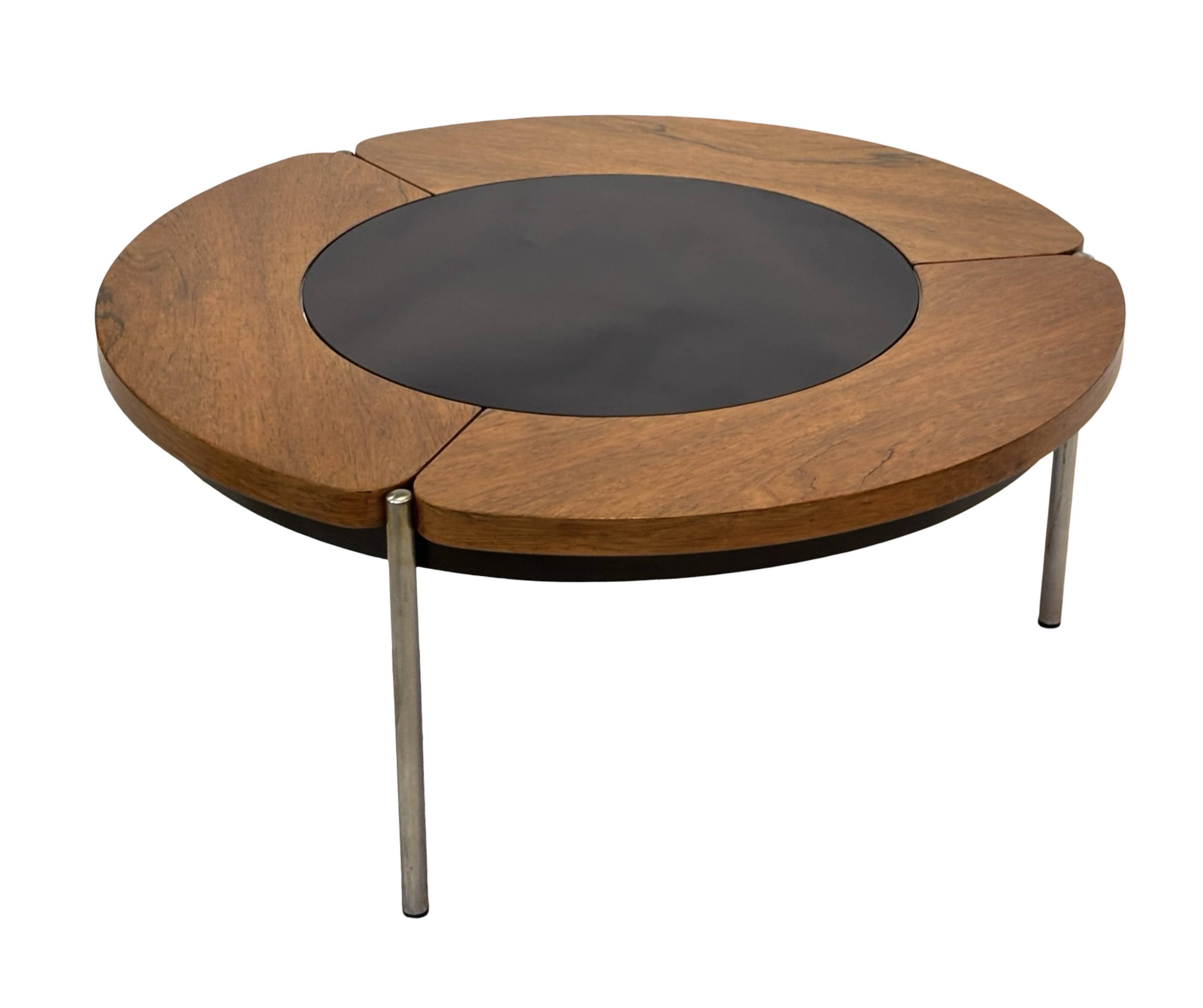 Vintage rosewood coffee table with glass, Denmark, 70s design