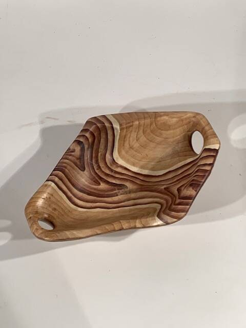 ceramic dish "faux wood" Vallauris 60s