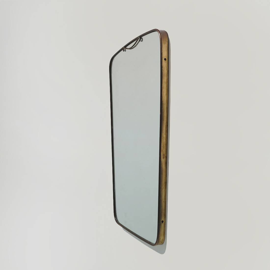 Wall mirror with brass frame, 1950s