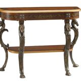 Masterpiece Floral Demilune Console Table with Horse Head Legs by Powell