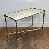 Pair of brass side tables with antique mirrored tops from Maison Jansen