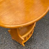 Round oval side table in carved solid wood from the 20th century.