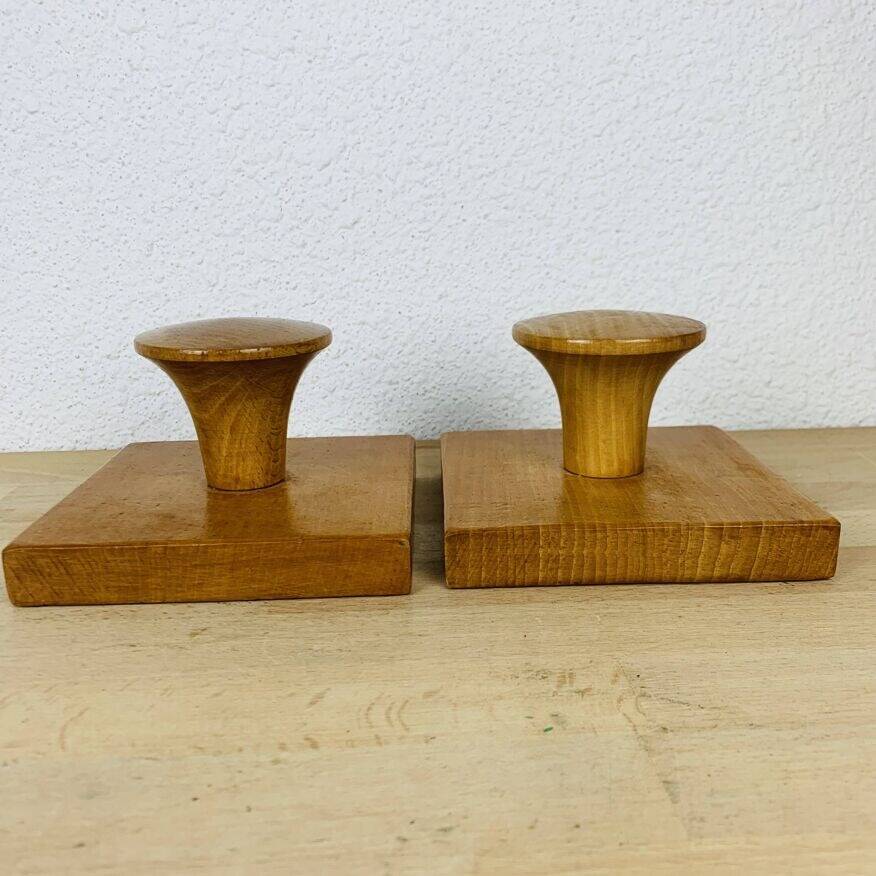 Pair of wooden hooks, wall coat rack