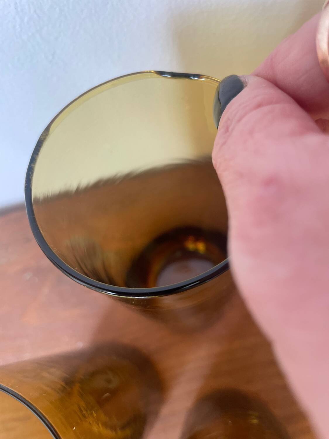 Amber blown glass orangeade service from the 1970s.