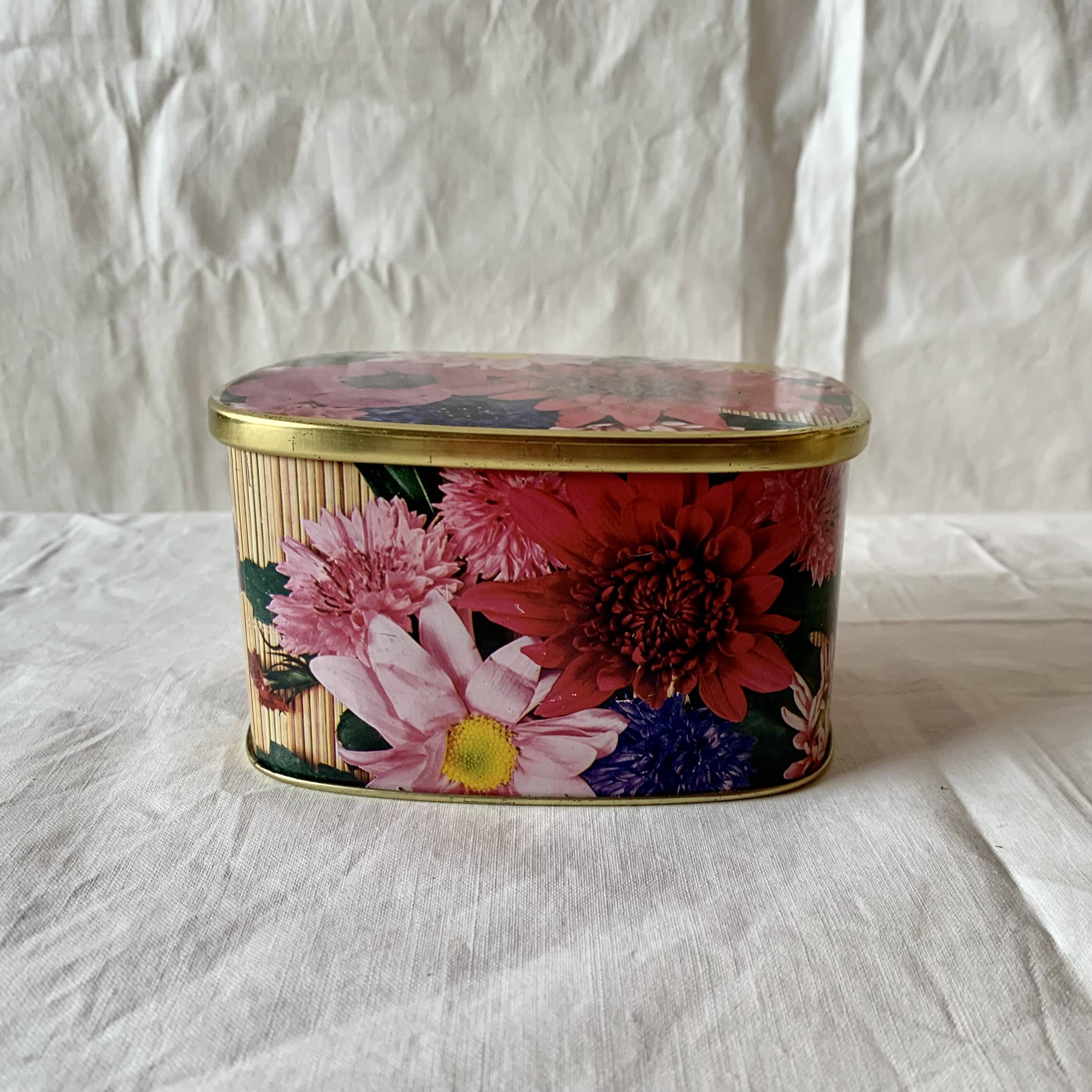 Boîte métallique vintage Côte d'Or - décor floral