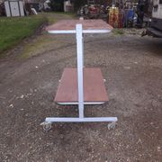 Iron and wood industrial rolling table