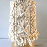 Sandstone lamp with a macrame Lampshade, Jean Migeon