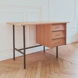 Renovated vintage modernist desk, metal & oak, 1950s/60s