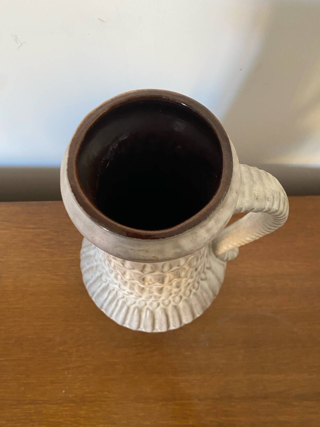 Antique Pitcher Vase With Handle Grey Ceramic West Germany Vintage Decoration #