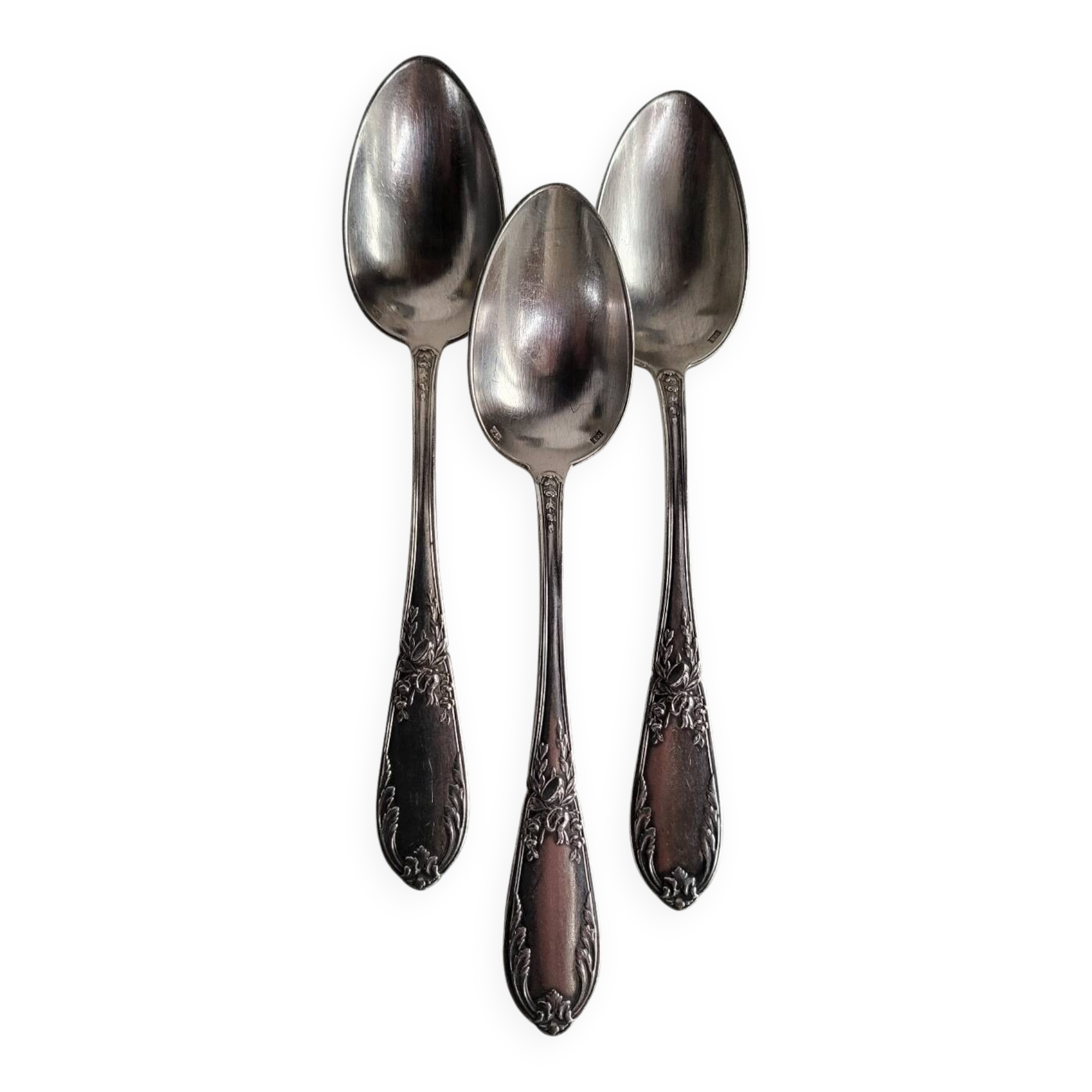 3 Small Silver Metal Dessert Spoons