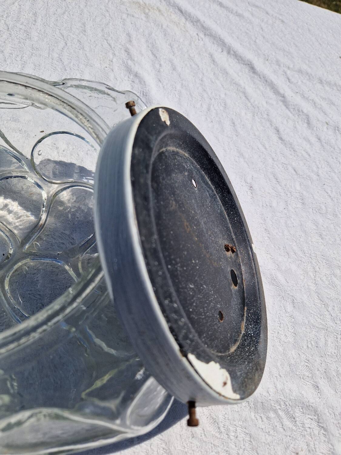 Vintage German Leaf Pattern Glass Sconce or Recessed Light