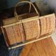 Porte revues panier bûches rotin osier vintage