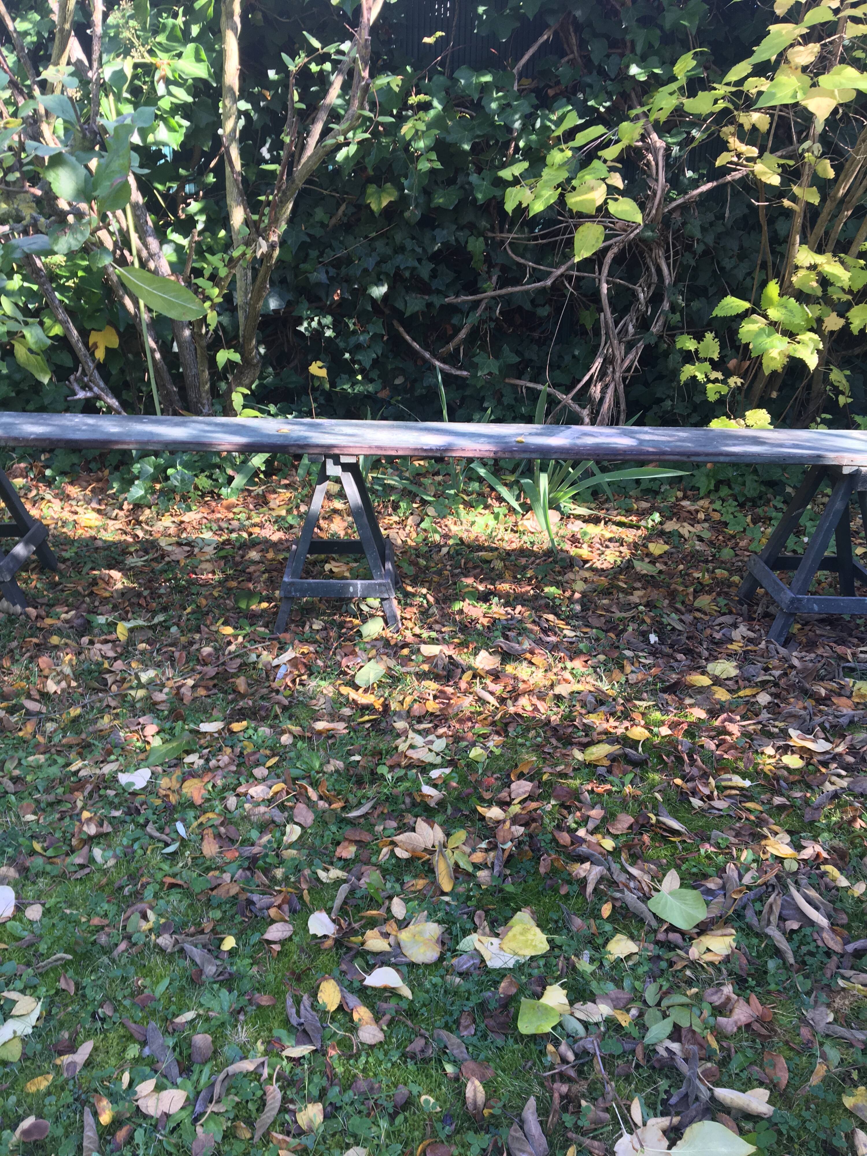 Wooden trestle bench