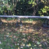 Wooden trestle bench