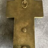 Wall cross with a holy water font in enamel and onyx, 19th century.