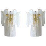 Venied-white alabastro strips “listelli” murano glass wall sconces