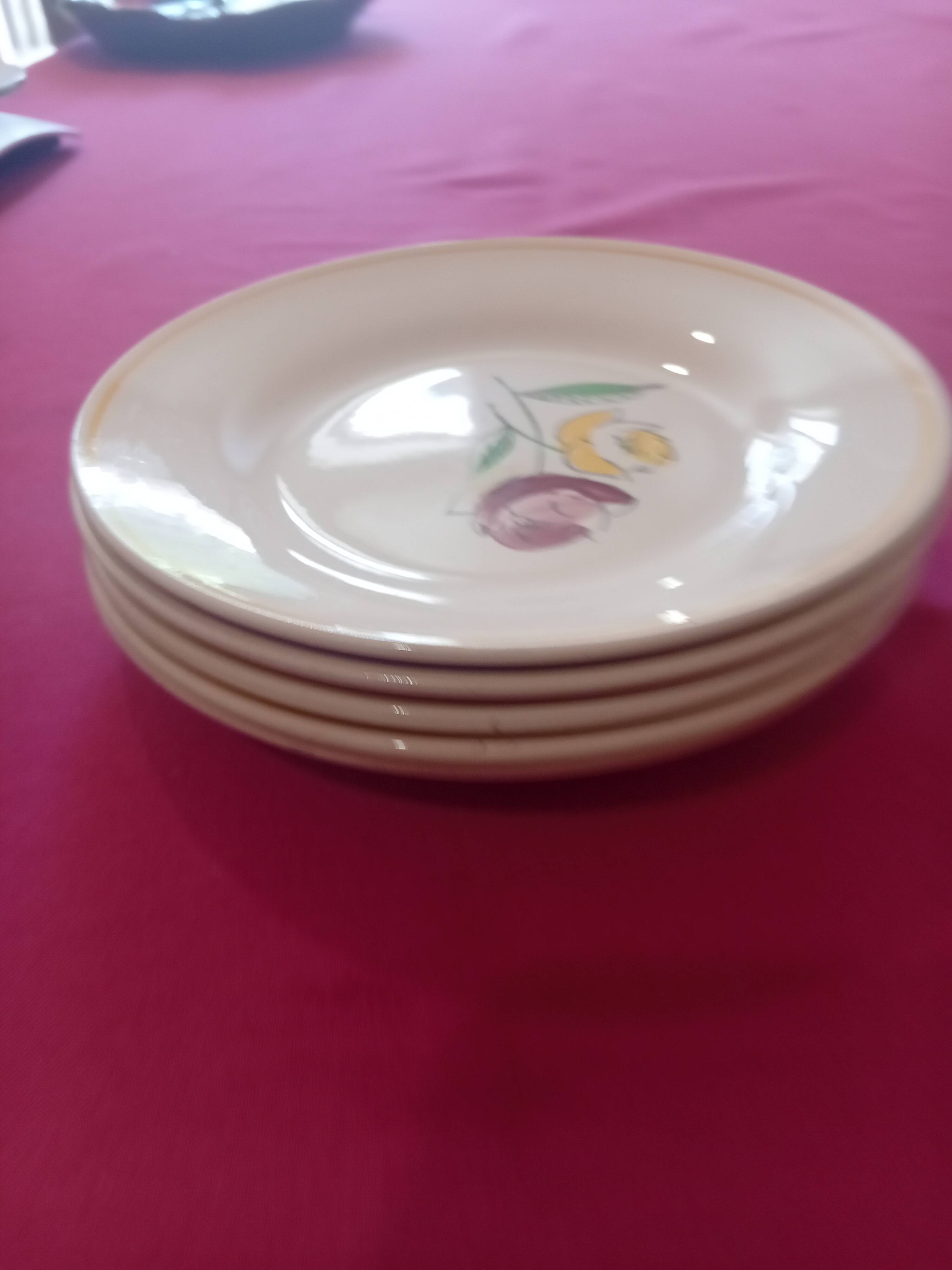 Set of 5 Digoin Sarreguemines dessert plates