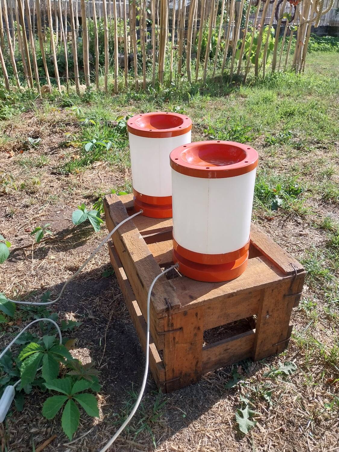 Paire de lampe orange années 70