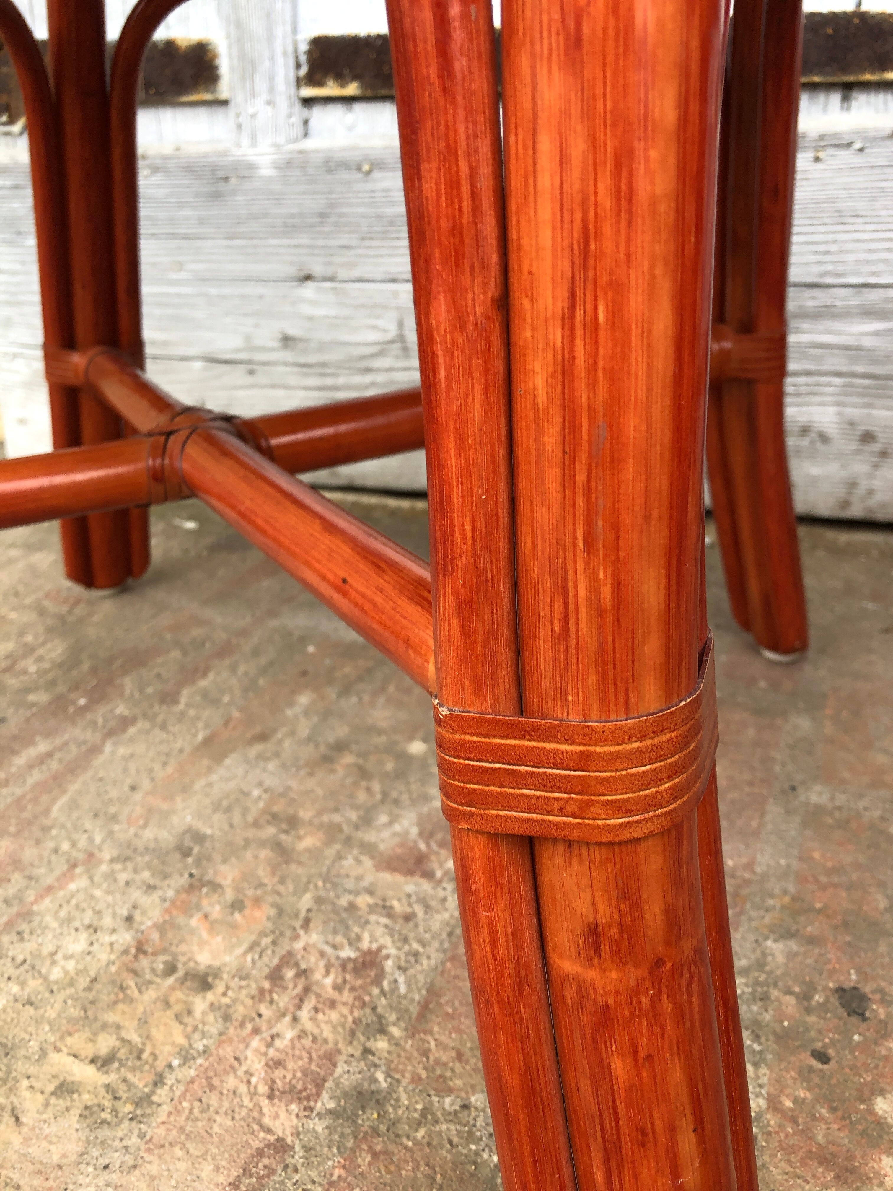 4 chaises bambou et cuir Roche Bobois 1960