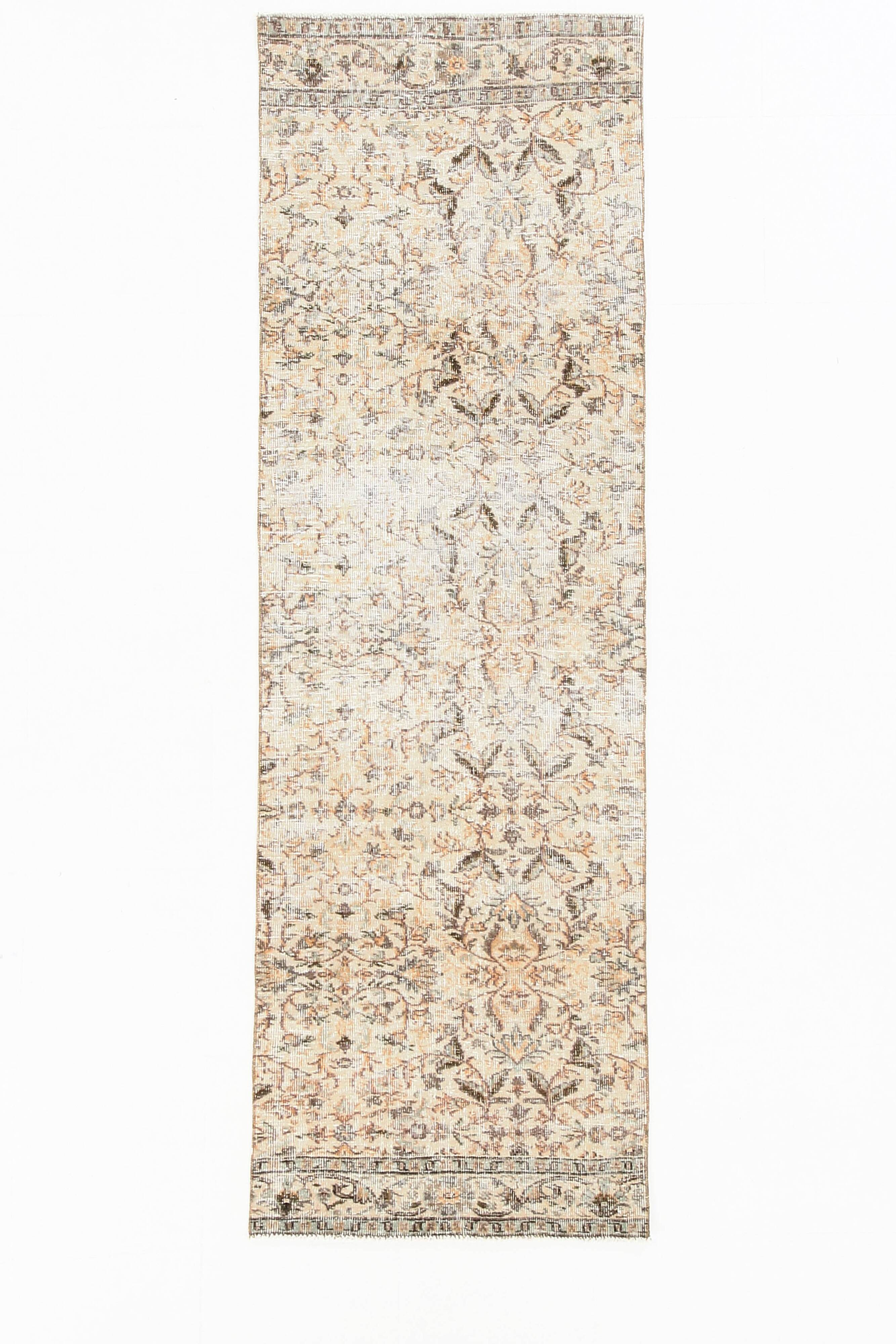 3x10 Beige & Brown Turkish Runner Rug, 84x263Cm