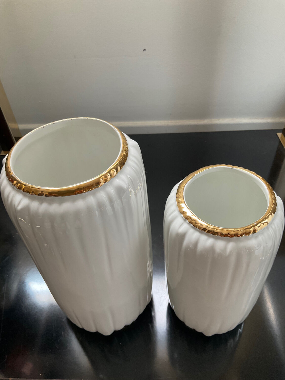 Duo de vases vintage en céramique émaillée années 70