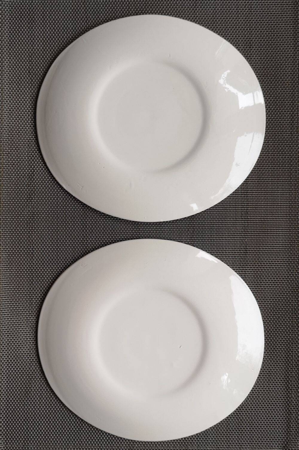 Set of 4 oval enameled ceramic plates - Handcrafted