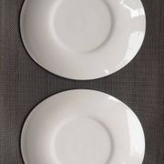 Set of 4 oval enameled ceramic plates - Handcrafted