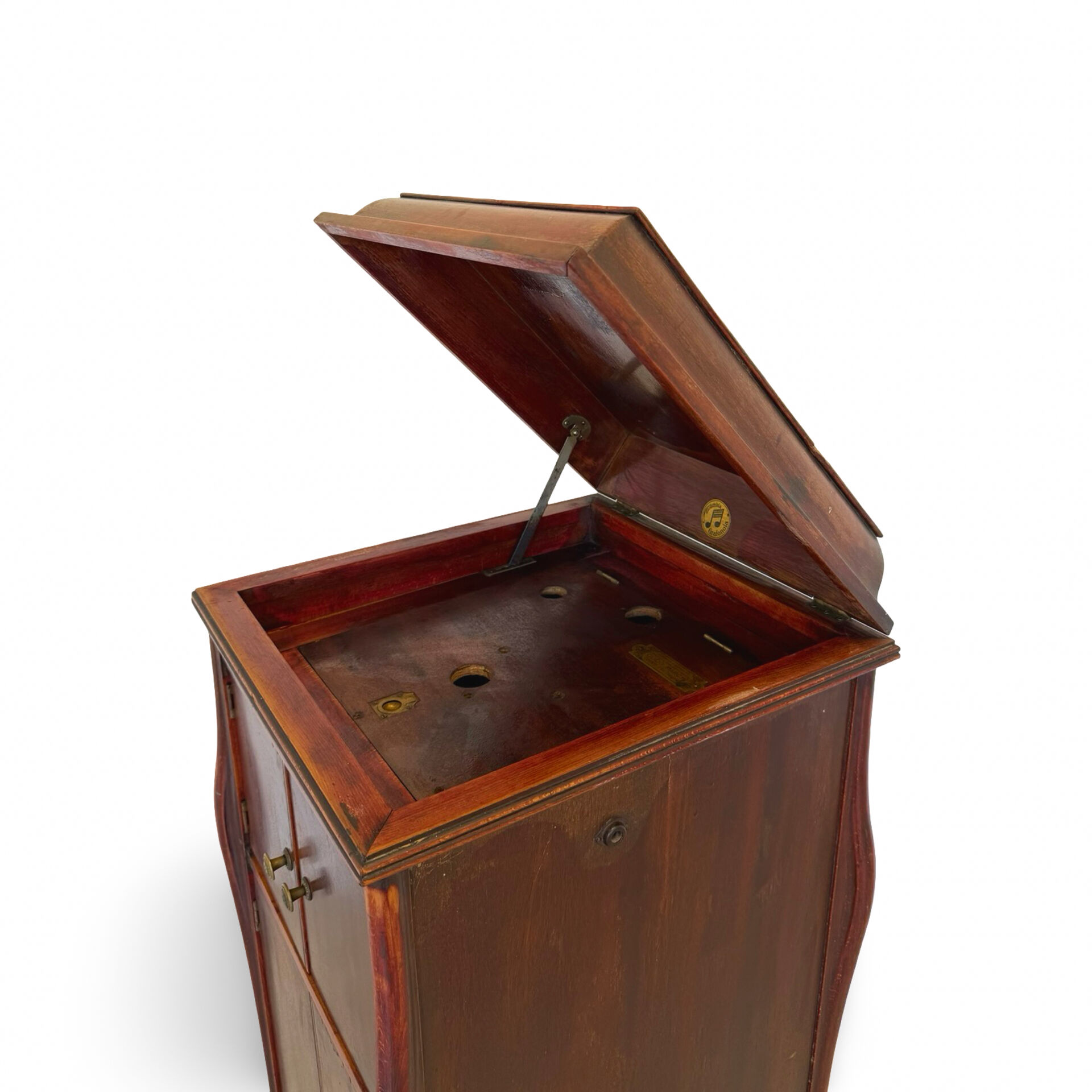 Italian floor-model upright phonograph cabinet, 1900s