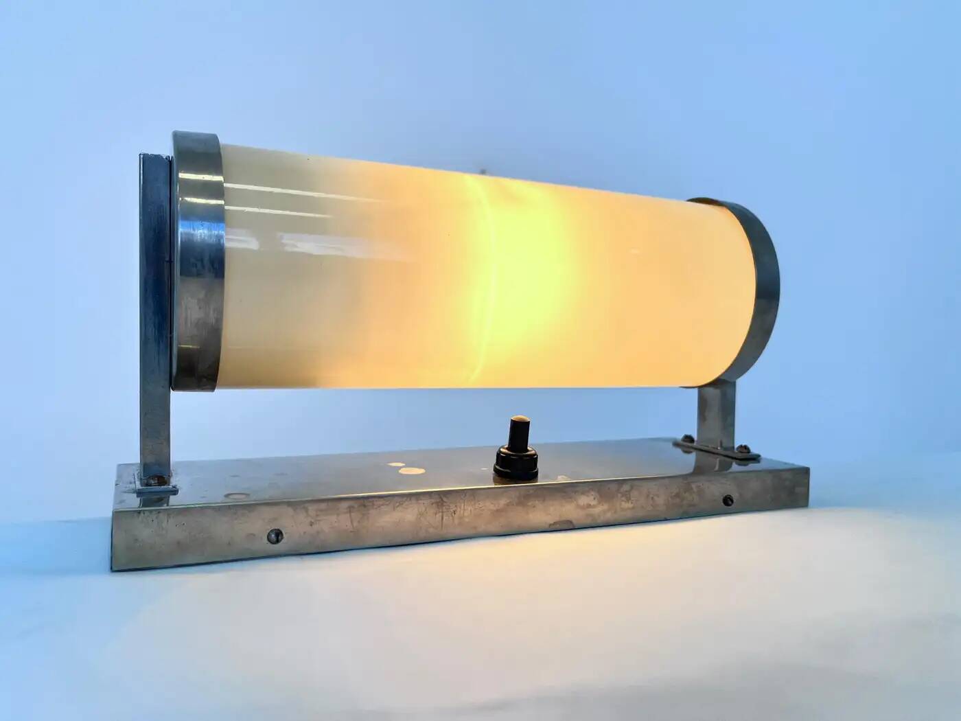 Chrome design Bauhaus wall lamp, 1930s - Czechoslovakia