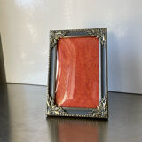 Vintage Silver & Grey Metal Picture Frame convex glass