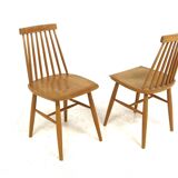Set of 2 Scandinavian "Pinnstol" chairs in beech, Sweden, 1960