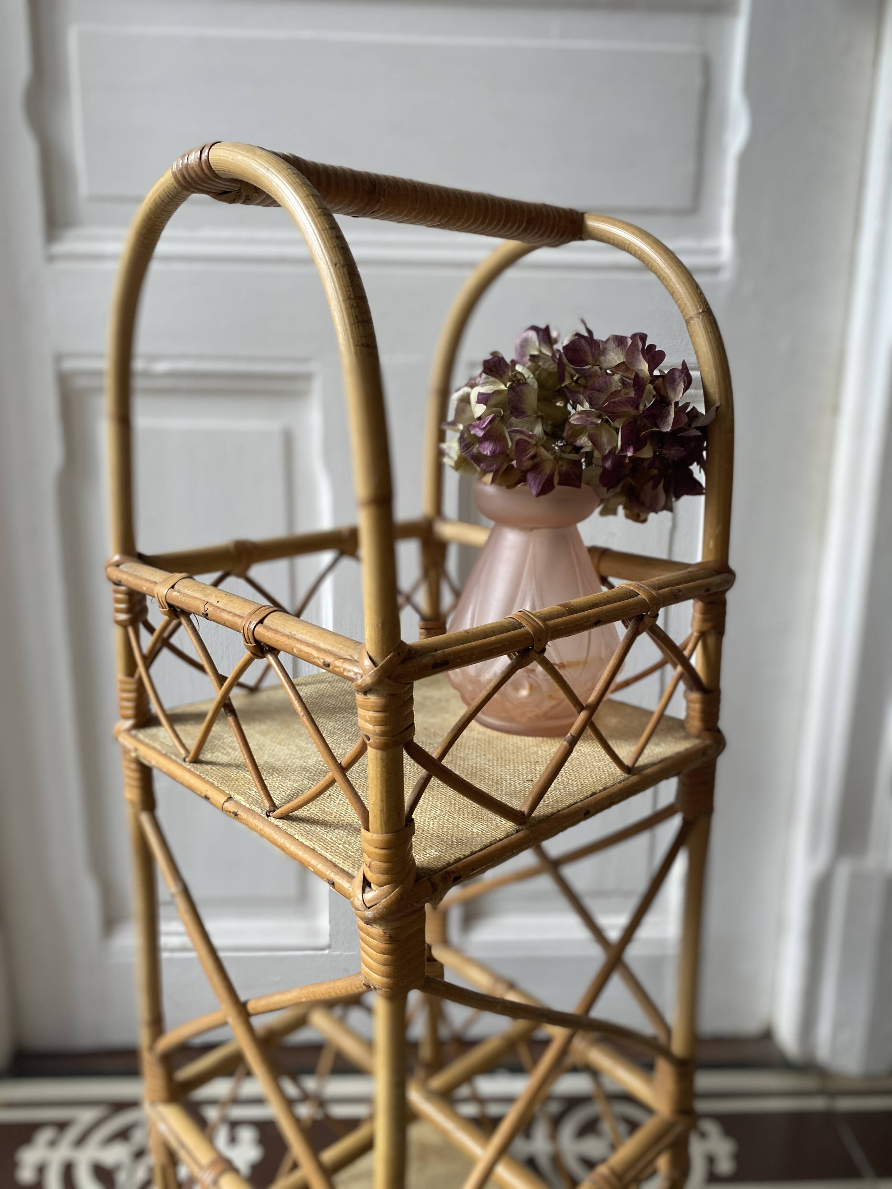 Vintage rattan bar or bottle holder