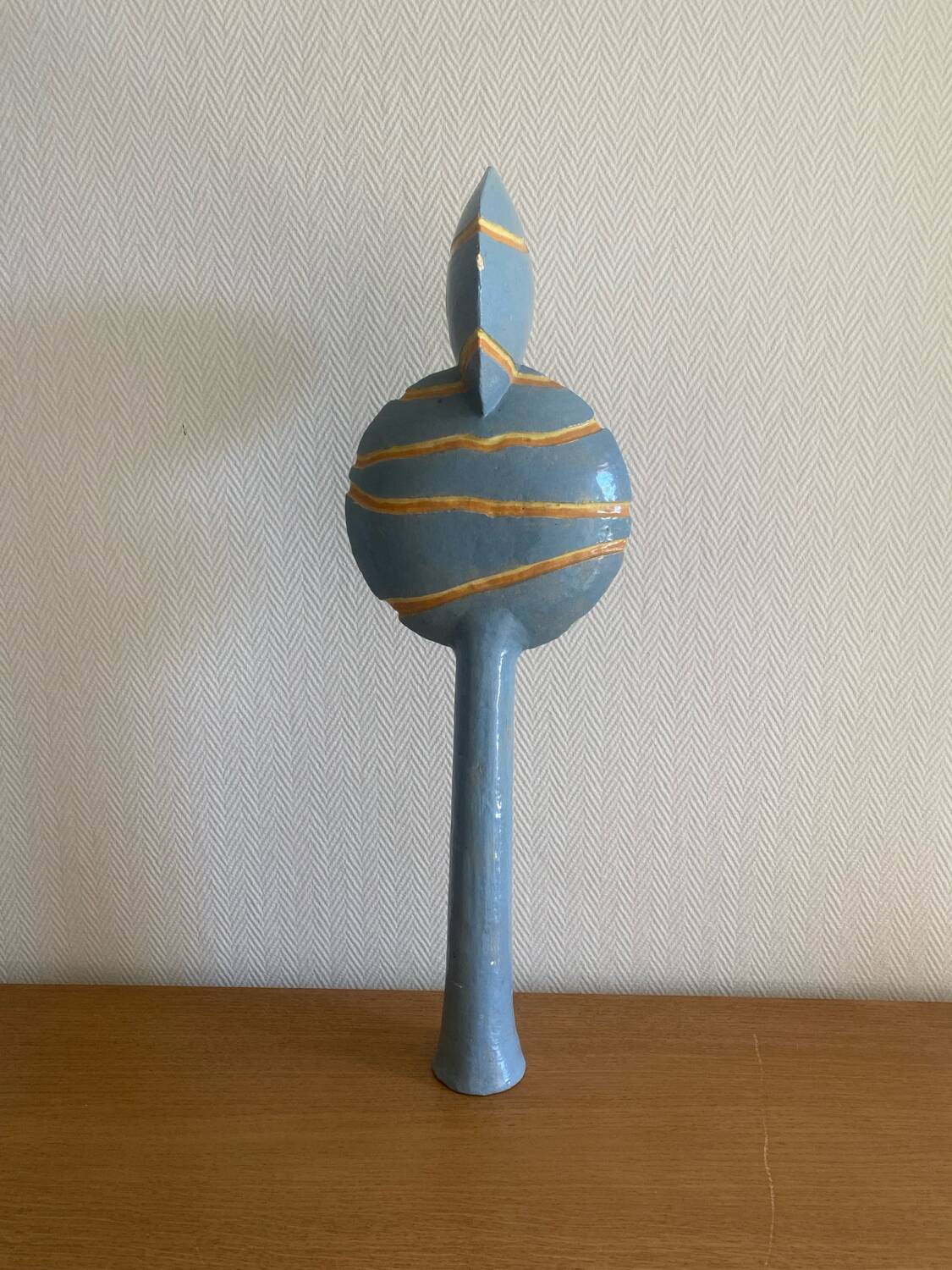 Contemporary sculpture in enamelled terracotta