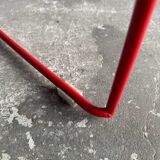 Red powder-coated steel Omstak chair by Rodney Kinsman for Bieffeplast — 1980 industrial design